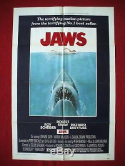 Jaws 1975 Original Movie Poster 1sh Vintage Steven Spielberg Shark Halloween Nm