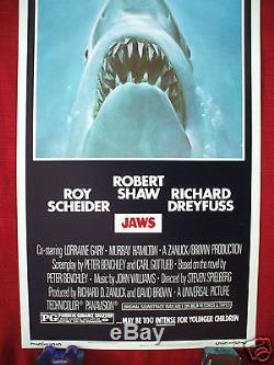 Jaws 1975 Original Movie Poster Insert Vintage Authentic Steven Spielberg Shark