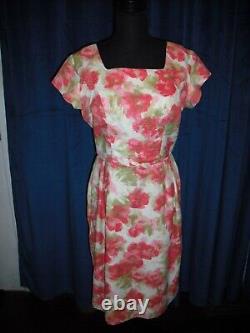 Jayne Mansfield Owned & Worn Pink Flower Wiggle Dress from her Estate WReceipt