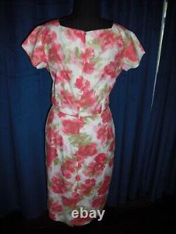 Jayne Mansfield Owned & Worn Pink Flower Wiggle Dress from her Estate WReceipt