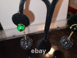 Joan Crawford Owned Worn 60's Black Clip Earrings Hairstylist Sydney Guilaroff