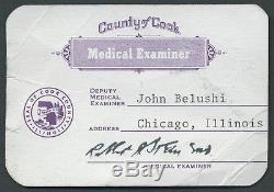 John Belushi The Blues Brothers Medical Examiner's Card