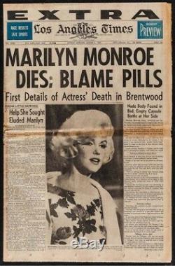 LA TIMES ORIGINAL rare full Newspaper 1962 DEATH of MARILYN MONROE