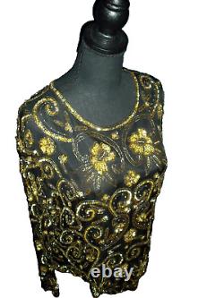 Lucille Ball Owned/Worn 70's Black and Gold Sequin Top Stylist Sydney Guilaroff