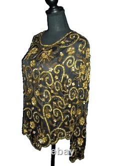 Lucille Ball Owned/Worn 70's Black and Gold Sequin Top Stylist Sydney Guilaroff