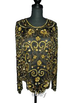 Lucille Ball Owned/Worn 70's Black and Gold Sequin Top Stylist Sydney Guilaroff