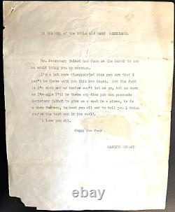 MARILYN MONROE ORIG ONE-OF-A-KIND ARTIFACT 1953 APOLOGY TO TROOPS LETTER WithLOA