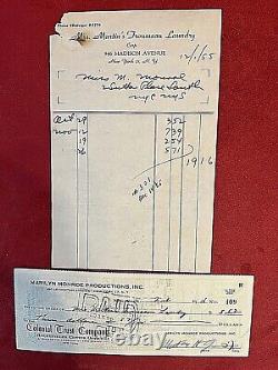 MARILYN MONROE VERY RARE ORIG 1955 PERSONAL LAUNDRY INV. WithORIG MM PROD CHECK