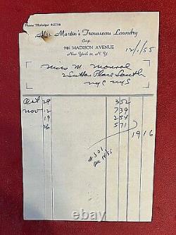 MARILYN MONROE VERY RARE ORIG 1955 PERSONAL LAUNDRY INV. WithORIG MM PROD CHECK