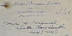MARILYN MONROE VERY RARE ORIG 1955 PERSONAL LAUNDRY INV. WithORIG MM PROD CHECK