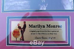 MARILYN MONROE original SCRIPT PAGE & photo BUS STOP movie memorabilia CERTIFIED