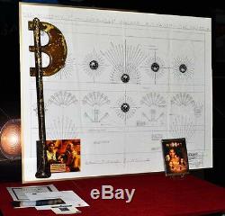 MUMMY Prop Screen-Used AXE + Set Blueprint Drawing COA, Picture Frame Plaque DVD