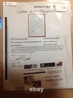 Marilyn Monroe & Hugh Hefner Signed Playboy Card With Frame & Coa