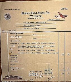 Marilyn Monroe Important Original 1956 Lee Strasberg Bus Stop Travel Invoice