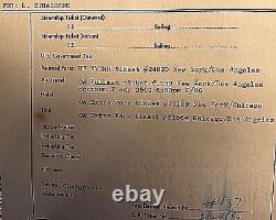 Marilyn Monroe Important Original 1956 Lee Strasberg Bus Stop Travel Invoice