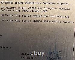 Marilyn Monroe Important Original 1956 Lee Strasberg Bus Stop Travel Invoice