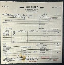 Marilyn Monroe Rare Orig. 1955 Marilyn Monroe Prod. Invoice From Sam Goody