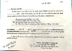 Marilyn Monroe Rare Original Personal 1959 Irs/federal Tax Related Memo/form