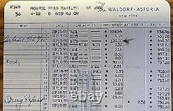 Marilyn Monroe's Personal Rare 1955 Orig. Waldorf-astoria Itemized Hotel Bill