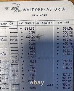 Marilyn Monroe's Personal Rare 1955 Orig. Waldorf-astoria Itemized Hotel Bill