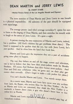 Martin & Lewis Orig. 1955 Friars Club Roast Golden Jubilee Dinner Program