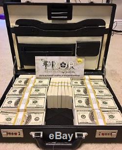 NEW PROP MOVIE TV MONEY $500,000 CASH Leather Briefcase JAMES BOND JASON BOURNE