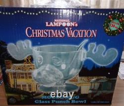 National Lampoon's Christmas Vacation Moose mug glass punch bowl IOB 136oz AS IS