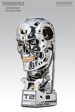 Original Chrome Sideshow Terminator T-800 Endoskeleton Bust Statue Figure