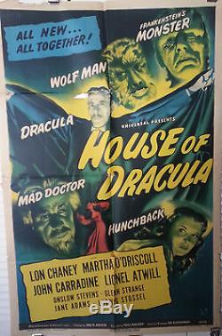 ORIGINAL ONE-SHEET-HOUSE OF DRACULA-1945 UNIVERSAL HORROR