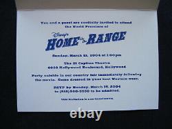 ORIGINAL WORLD PREMIERE INVITATION to HOME ON THE RANGE DISNEY Animated Film