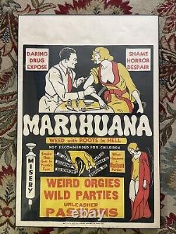 Original 1936 MARIHUANA Linen Backed One Sheet Movie Poster, Reefer Madness