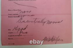 Original 1946 Physician's Report receipt for actor Danny Kaye's physical appt