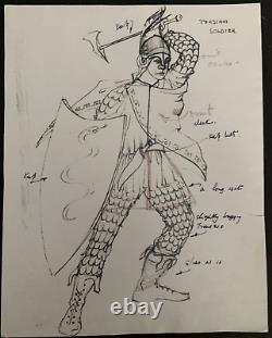 Original David Ffolkes Signed Costume Design Alexander the Great 1956 Movie