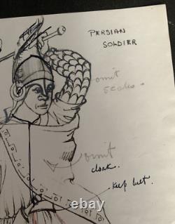 Original David Ffolkes Signed Costume Design Alexander the Great 1956 Movie