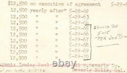 Original Payment Record for Rights to THE AGONY AND THE ECSTASY by Irving Stone