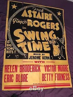 Original RARE Swing Time 1936 Two Sheet Movie Poster Fred Astaire Ginger Rogers