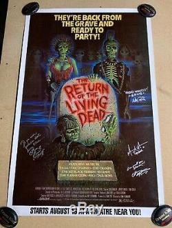 Original Return of the Living Dead Movie Poster Signed by 4 Rare Horror