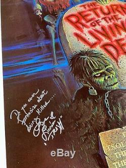 Original Return of the Living Dead Movie Poster Signed by 4 Rare Horror