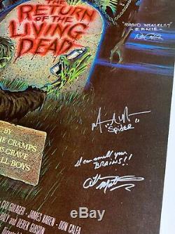 Original Return of the Living Dead Movie Poster Signed by 4 Rare Horror