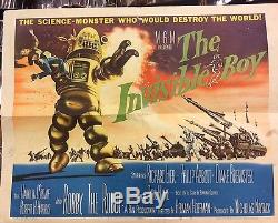 Original Sci Fi 1957 The Invisible Boy Half Sheet Movie Poster! Robby The Robot