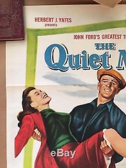 Original The Quiet Man One sheet Tri-fold movie poster Maureen O'Hara John Wayne