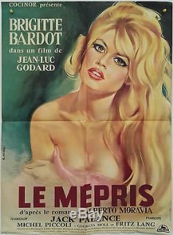 Original Vintage French Folded movie poster LE MEPRIS Contempt BARDOT GODARD