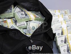 PROP MOVIE MONEY Fake Money New Style AGED $100s $500k Blank Bundle Duffel Bag