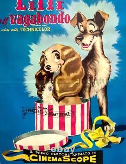 Poster Original Italian Movie Memorabilia Lady And The Tramp Walt Disney Cartoon