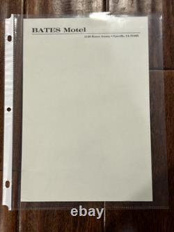 Psycho Movie Prop Production Made Horror Bates Motel Stationary with COA