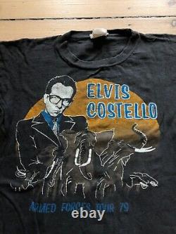 RARE ORIGINAL Elvis Costello Armed Forces Tour 1979 Concert 2-Sided T-Shirt