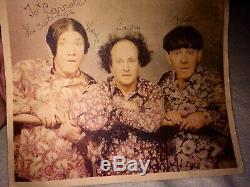 RARE Three 3 Stooges Signed Photo Larry Shemp Moe Howard Autograph from 1947
