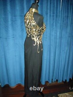 Raquel Welch Owned & Worn Gold Beaded Swirl Black Gown Stylist Sydney Guilaroff