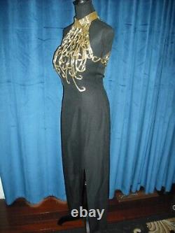 Raquel Welch Owned & Worn Gold Beaded Swirl Black Gown Stylist Sydney Guilaroff