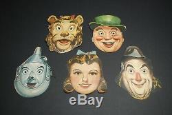 Rare Complete Set 5 Wizard Of Oz 1939 Vtg Paper Halloween Movie Masks Lot Loews